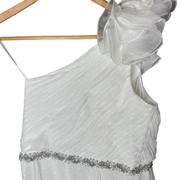 Mac Duggal White A Line Chiffon Long Dress 12 - Picture 9 of 13